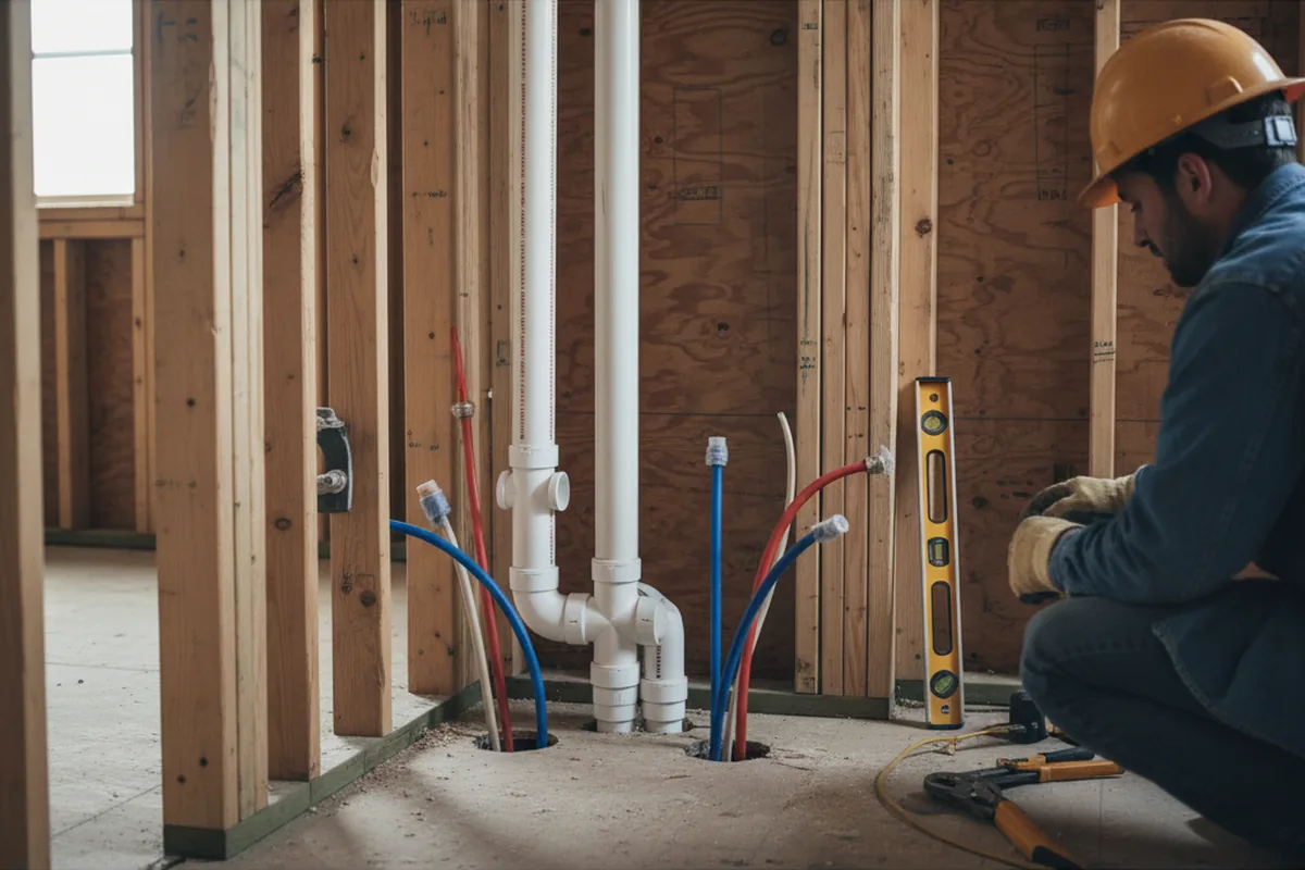 Drain and supply rough-in during Leak Detection in Walton